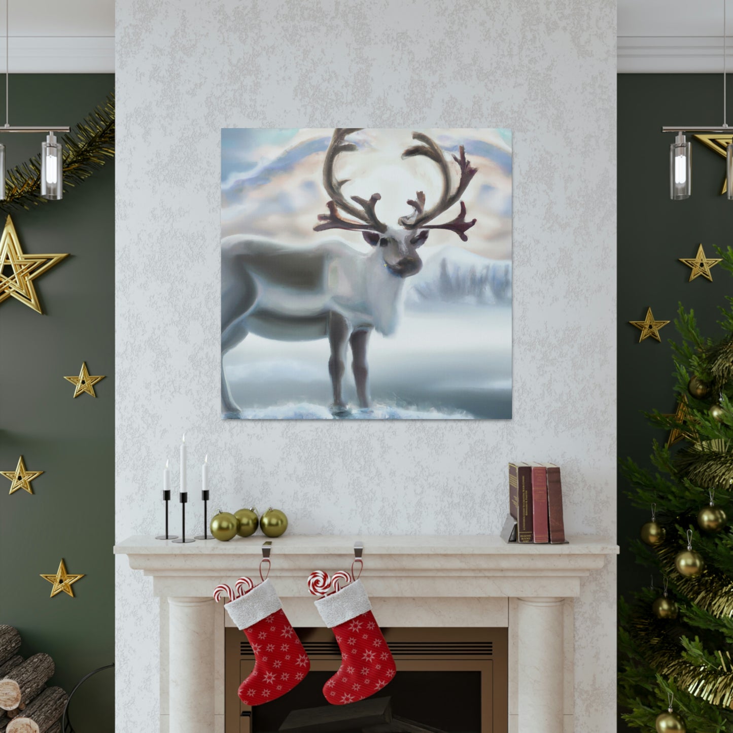 Reindeer in Moonlight - Canvas