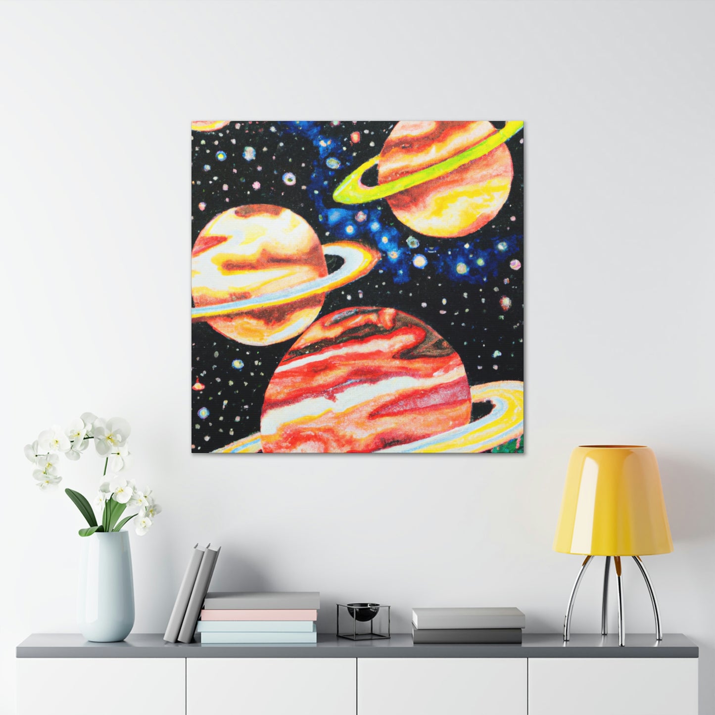 Planets in Pointillism - Canvas