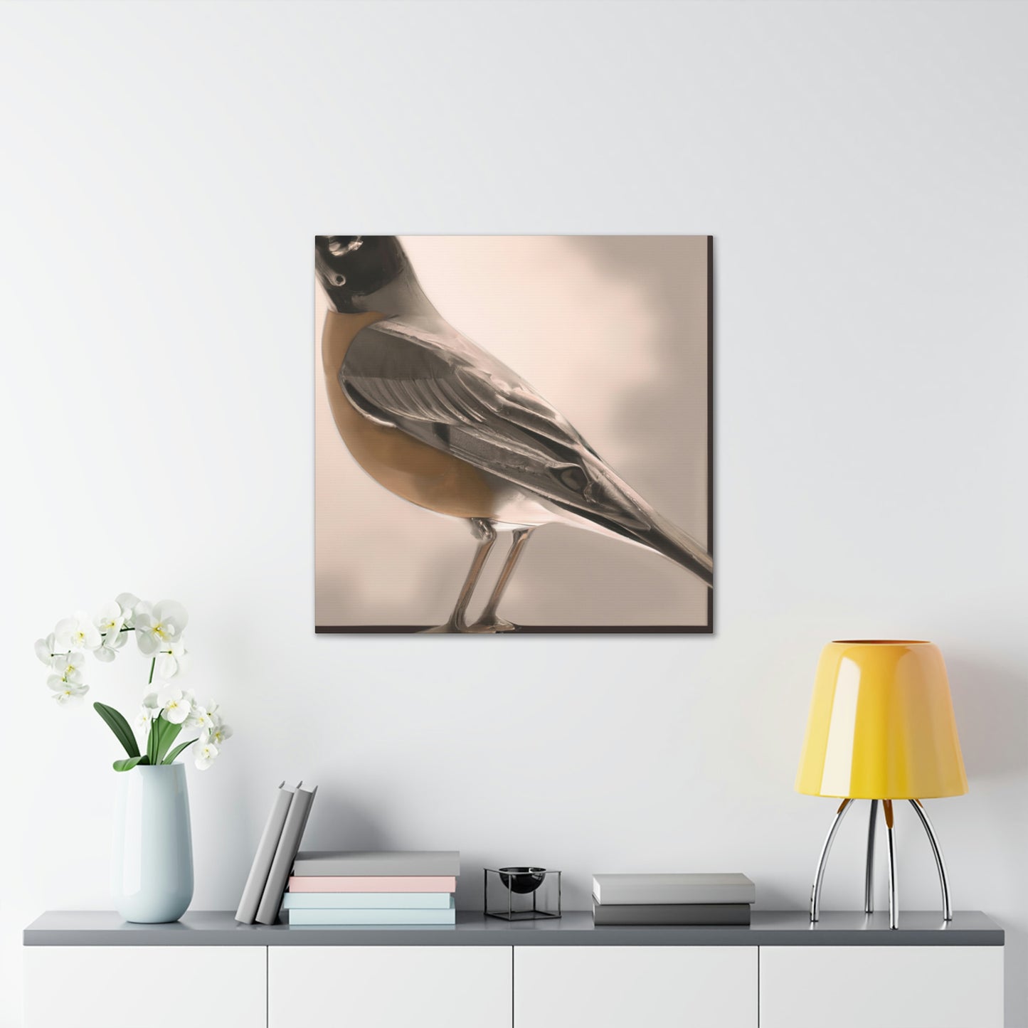 "Robins in Reflection Art" - Canvas