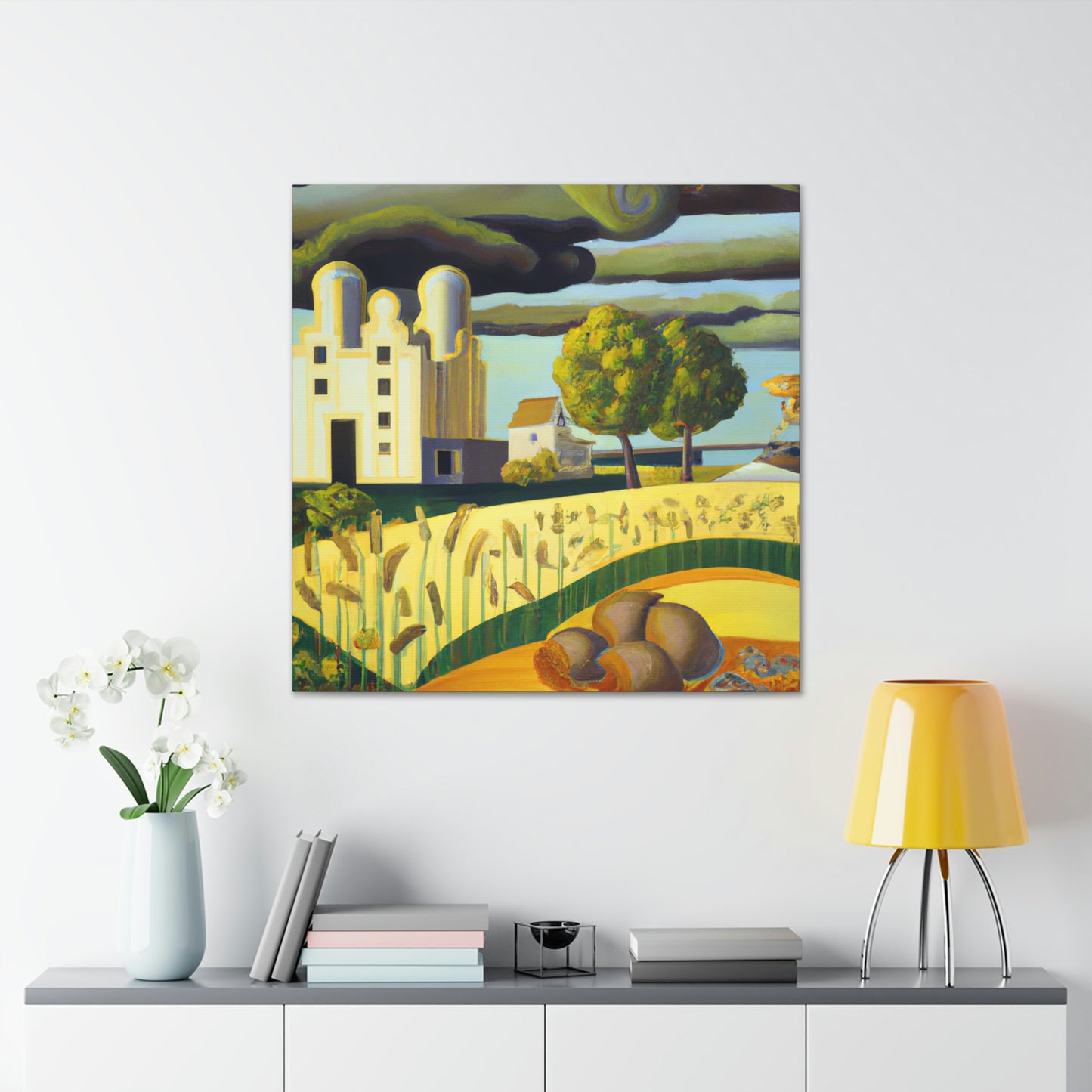 Farmhouse at Dawn. - Canvas