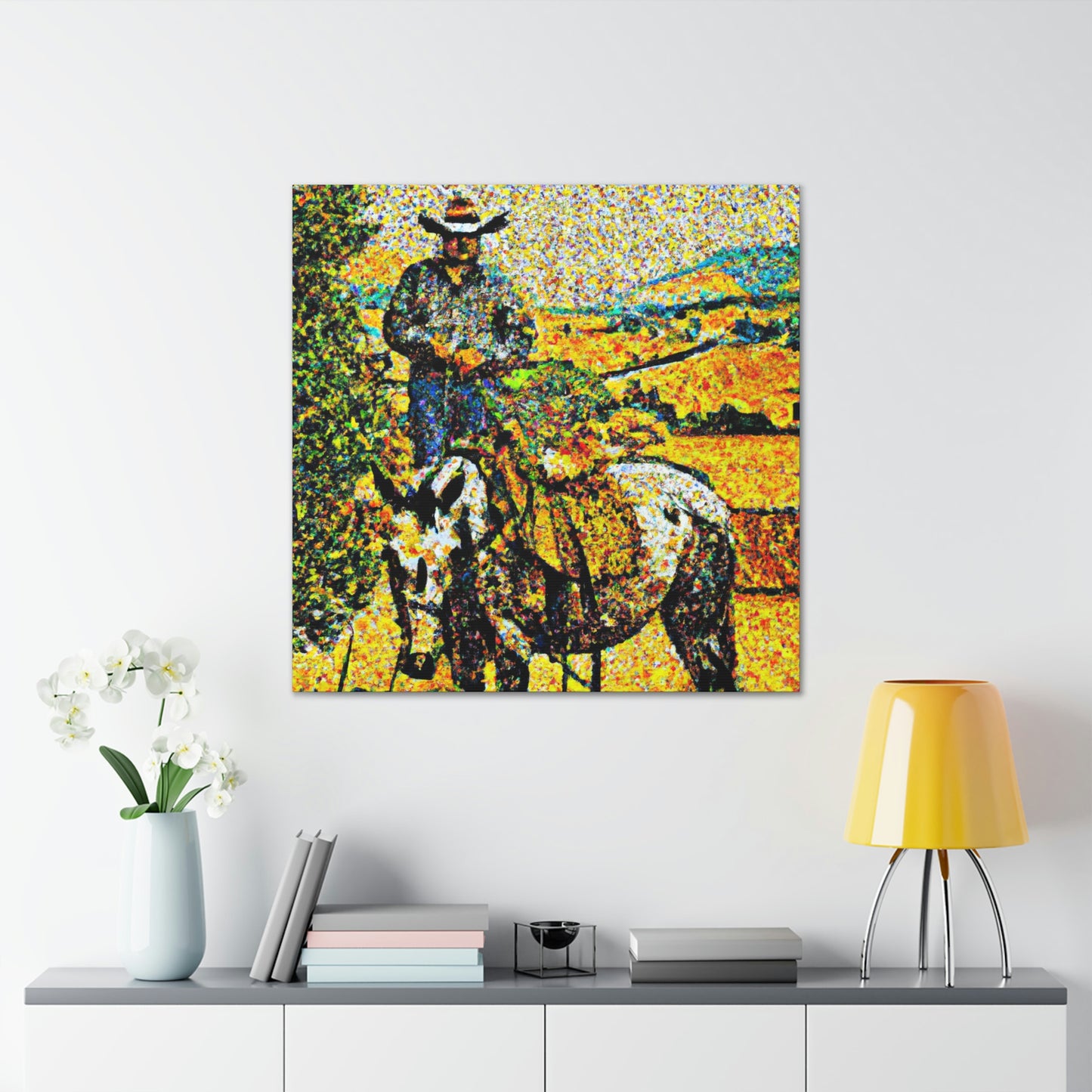 "Farm Life in Pointillism" - Canvas