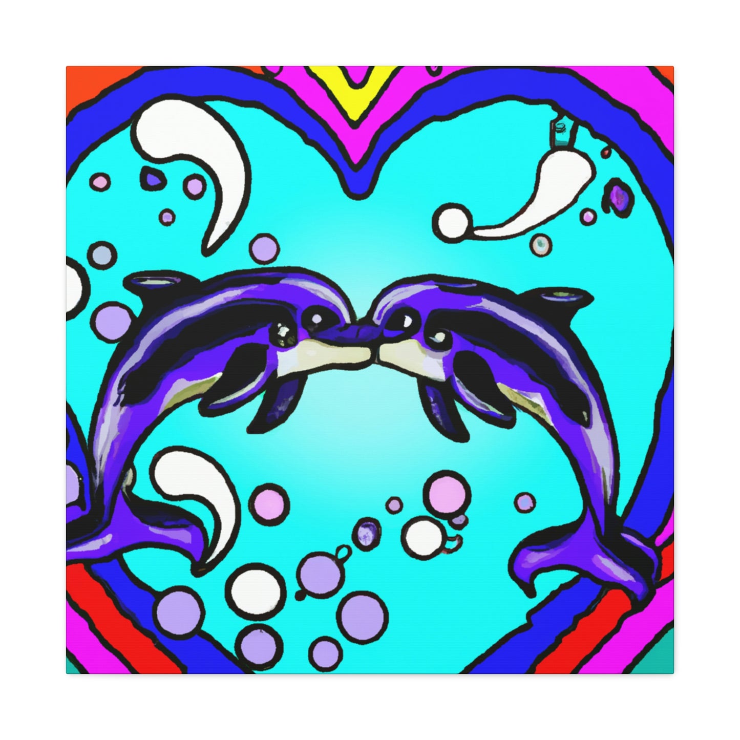 Loving Dolphin Pop Art - Canvas