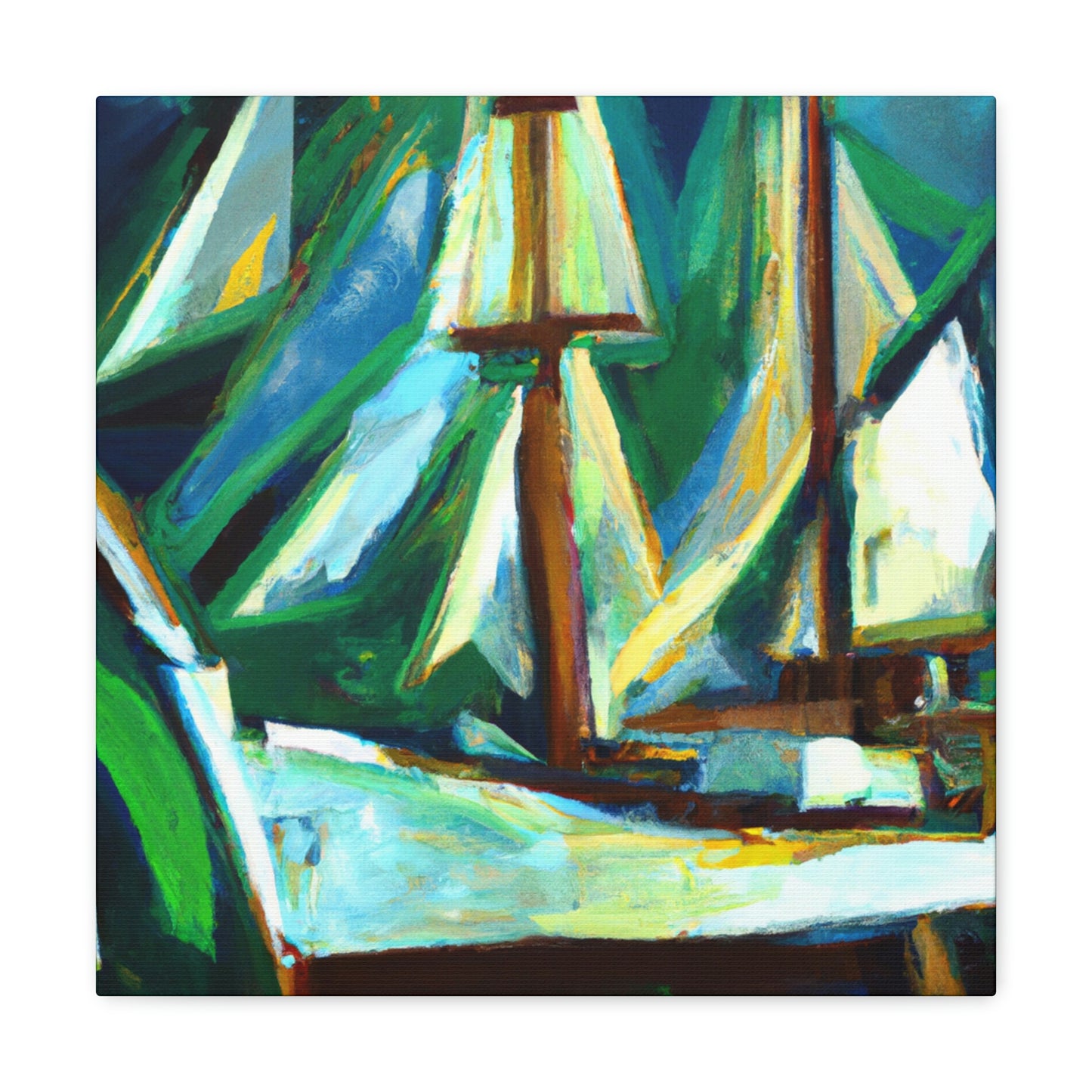 Boat on Blue Sea - Canvas