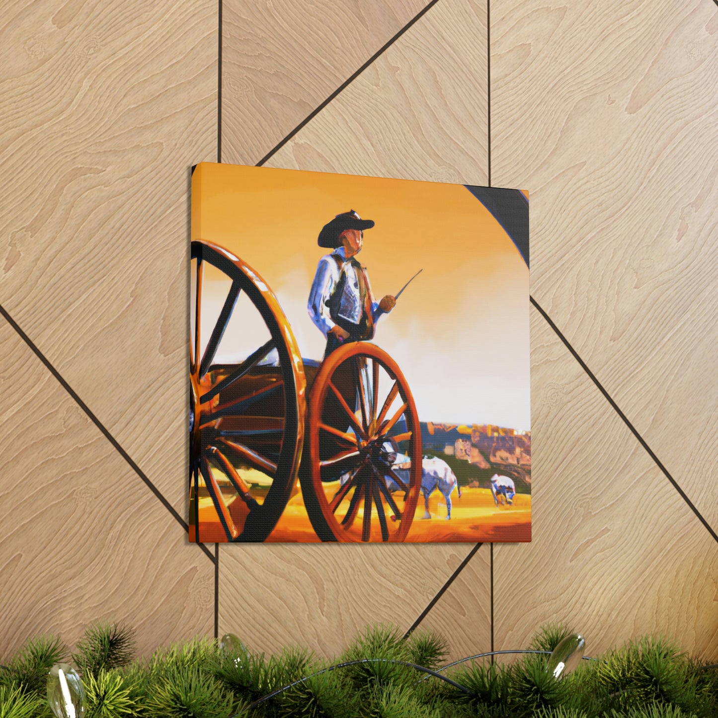 Aging Wooden Wagon Wheel - Canvas