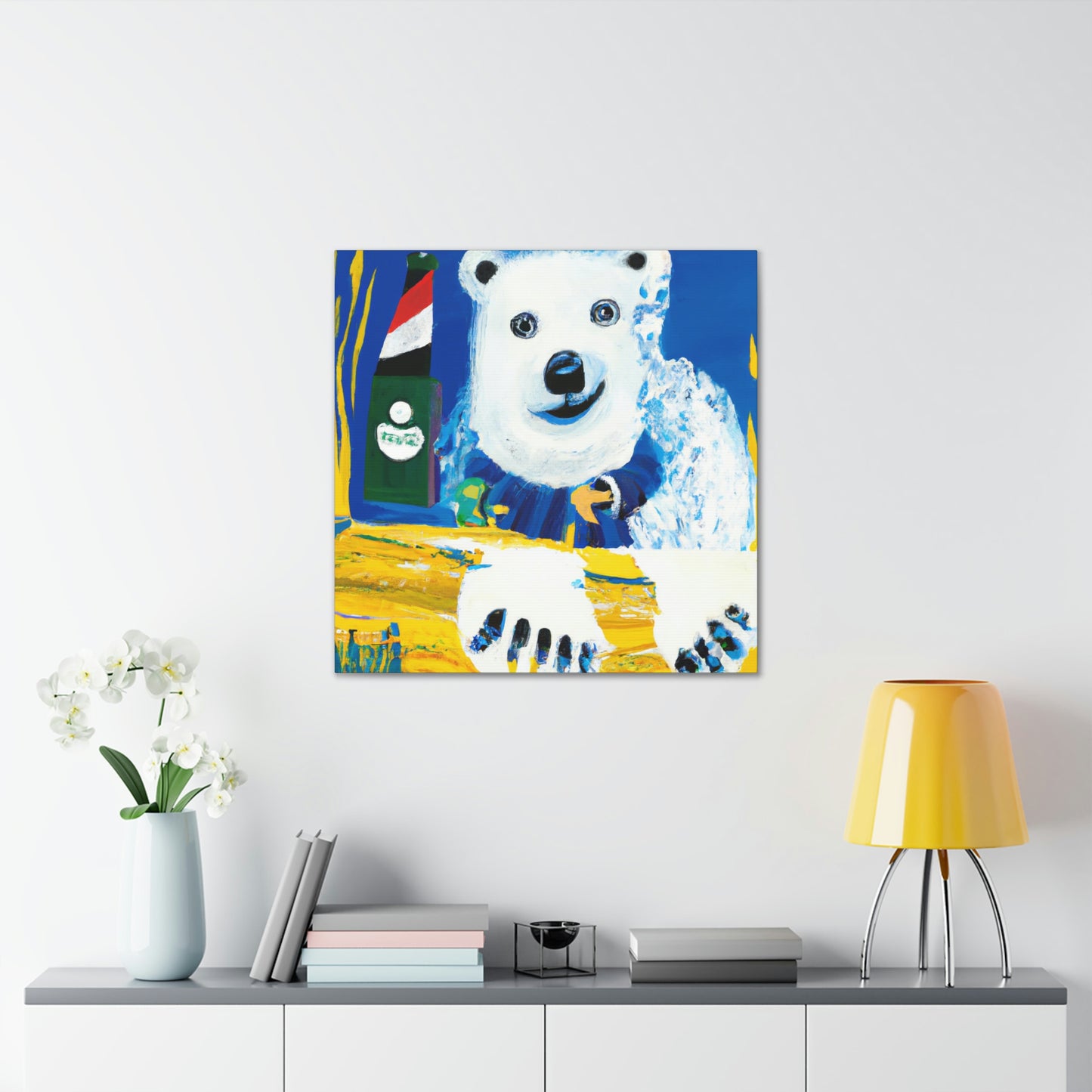 Polar Bear Reflection. - Canvas