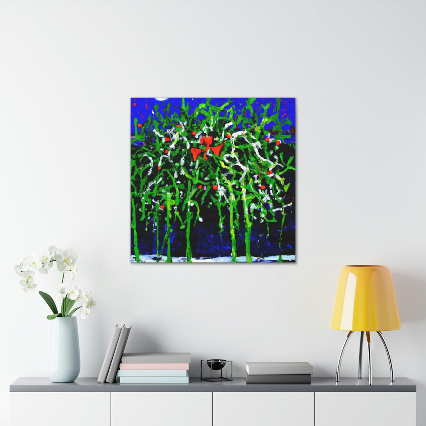 Mistletoe Embrace Expressionism - Canvas