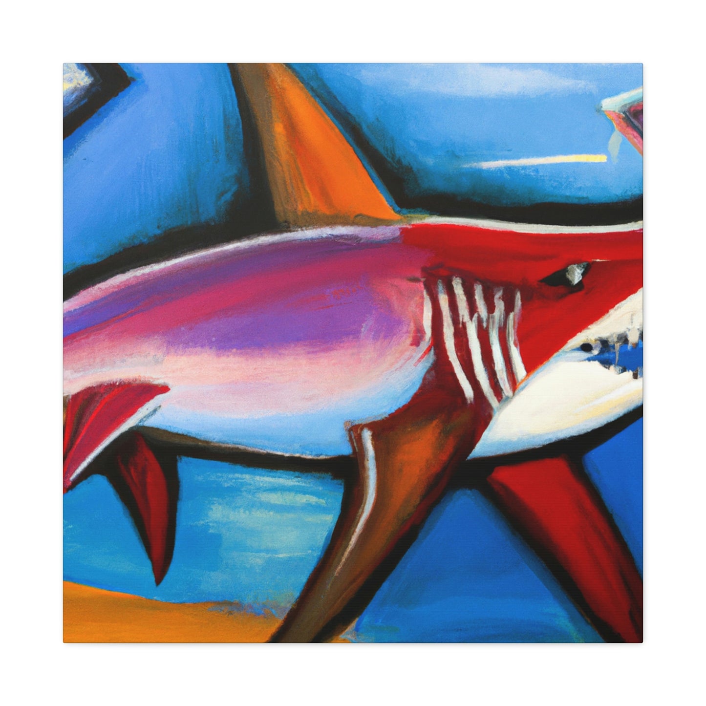 "Fearsome Shark Swimming" - Canvas