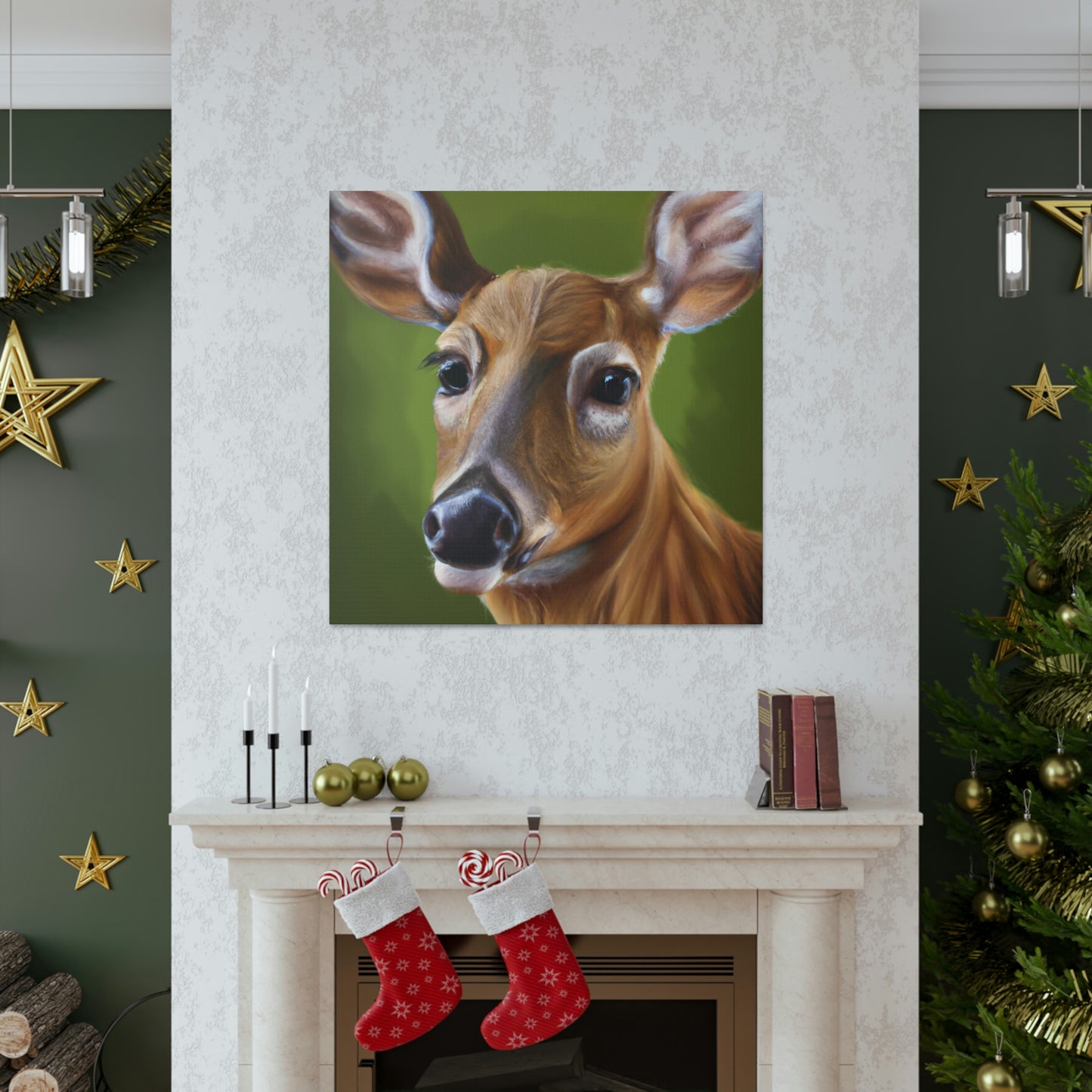 "Whitetail Deer in Snow" - Canvas