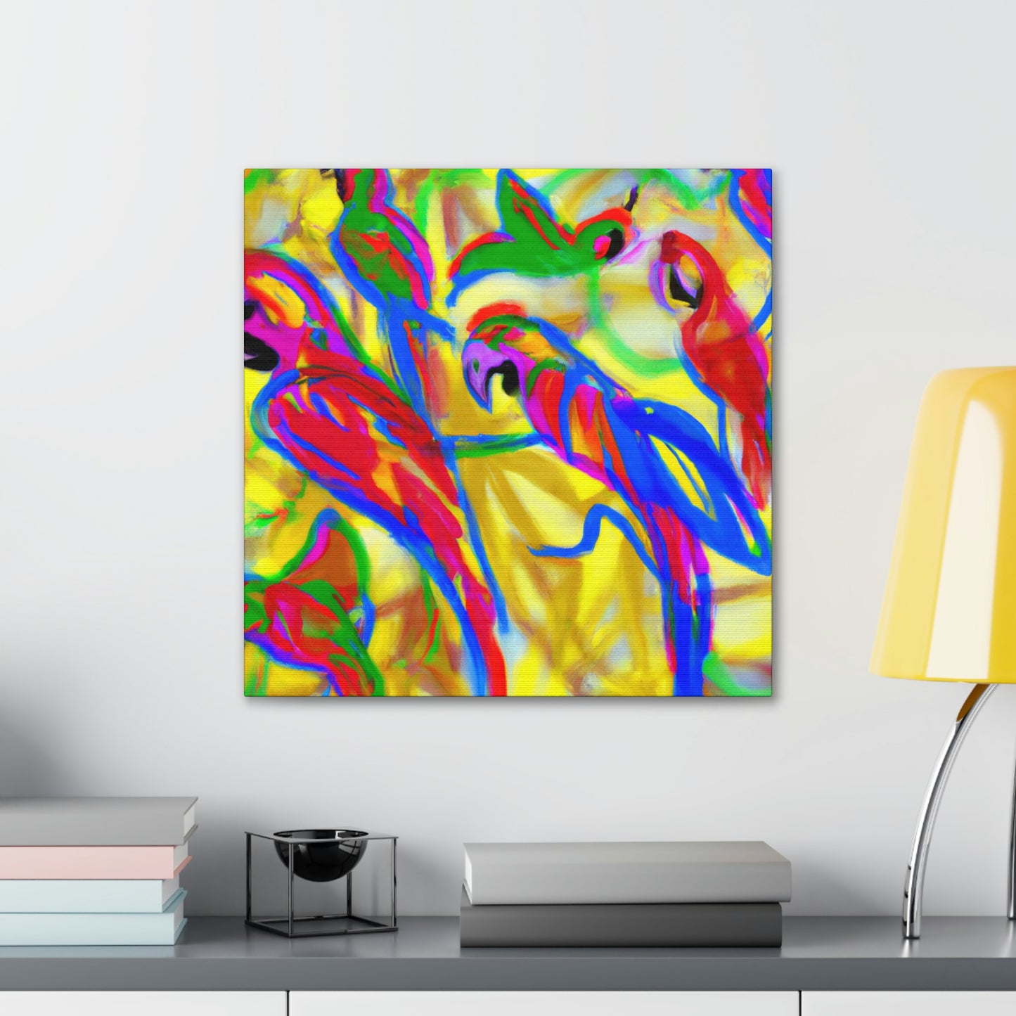 "Macaws in Flight Expressionism" - Canvas