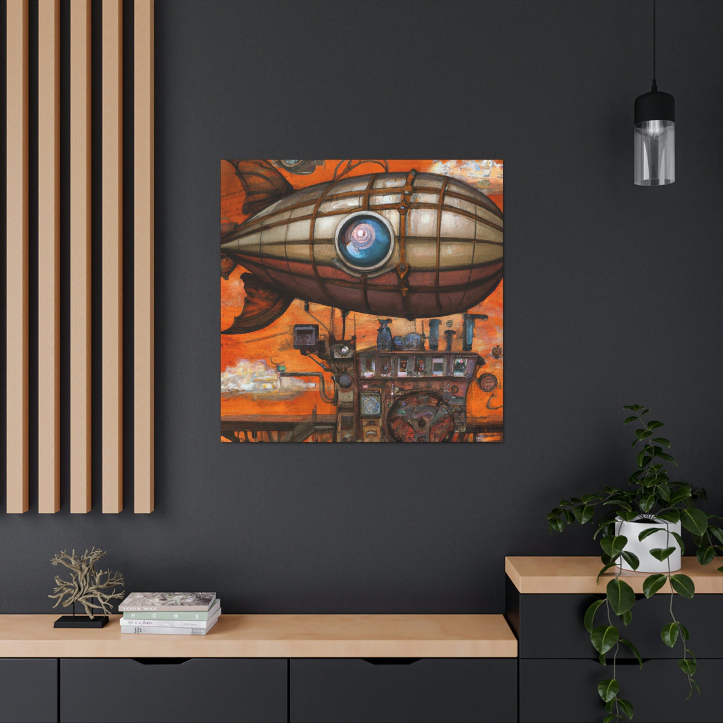 "Steampunk Blimp Descends" - Canvas