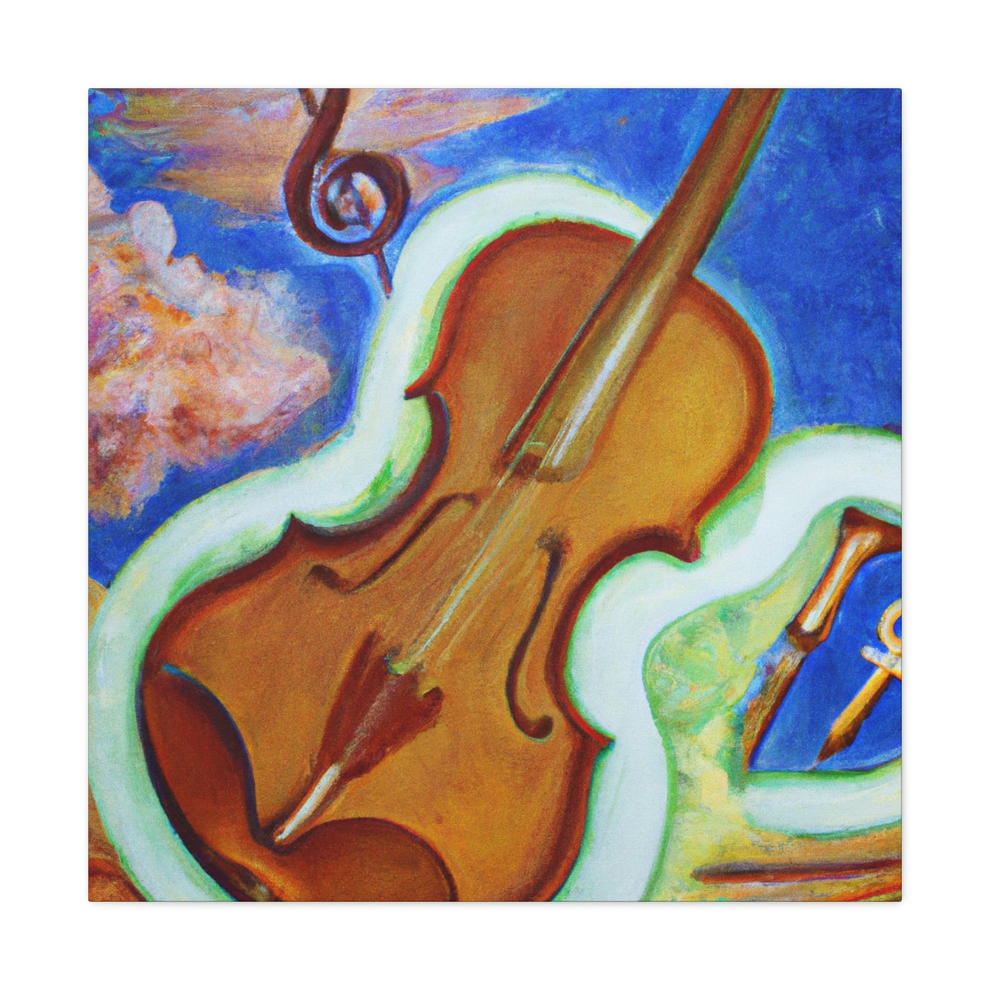 "The Violin's Surreal Flight" - Canvas