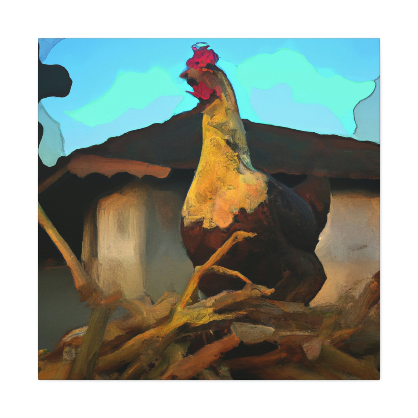 "Hen in Sunset Glow" - Canvas