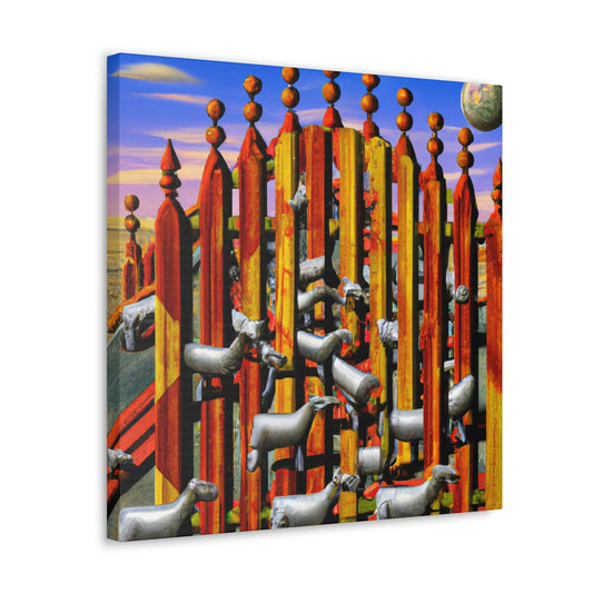 "A Barnyard Fence Scene" - Canvas