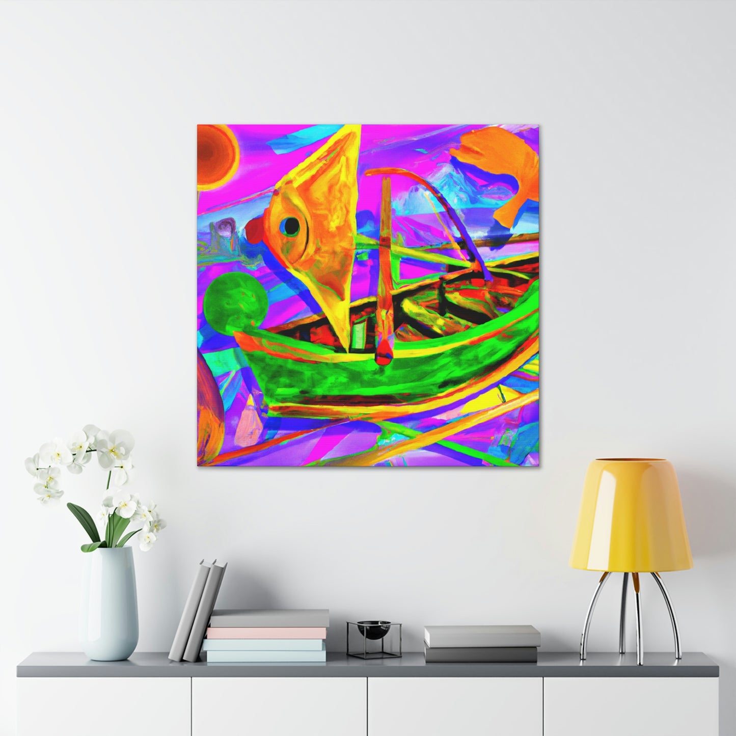 Fishing Boat Adrift. - Canvas