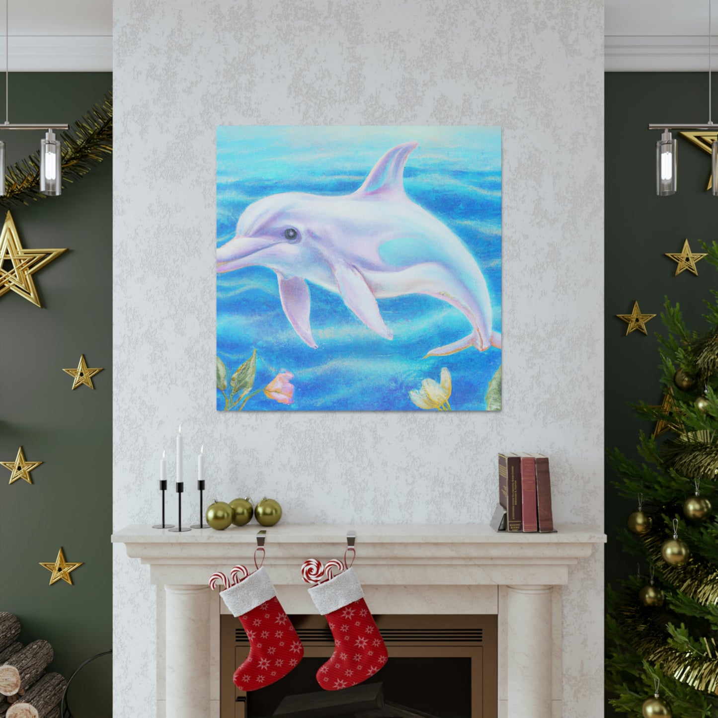 "Dolphins in Aquamarine Seas" - Canvas