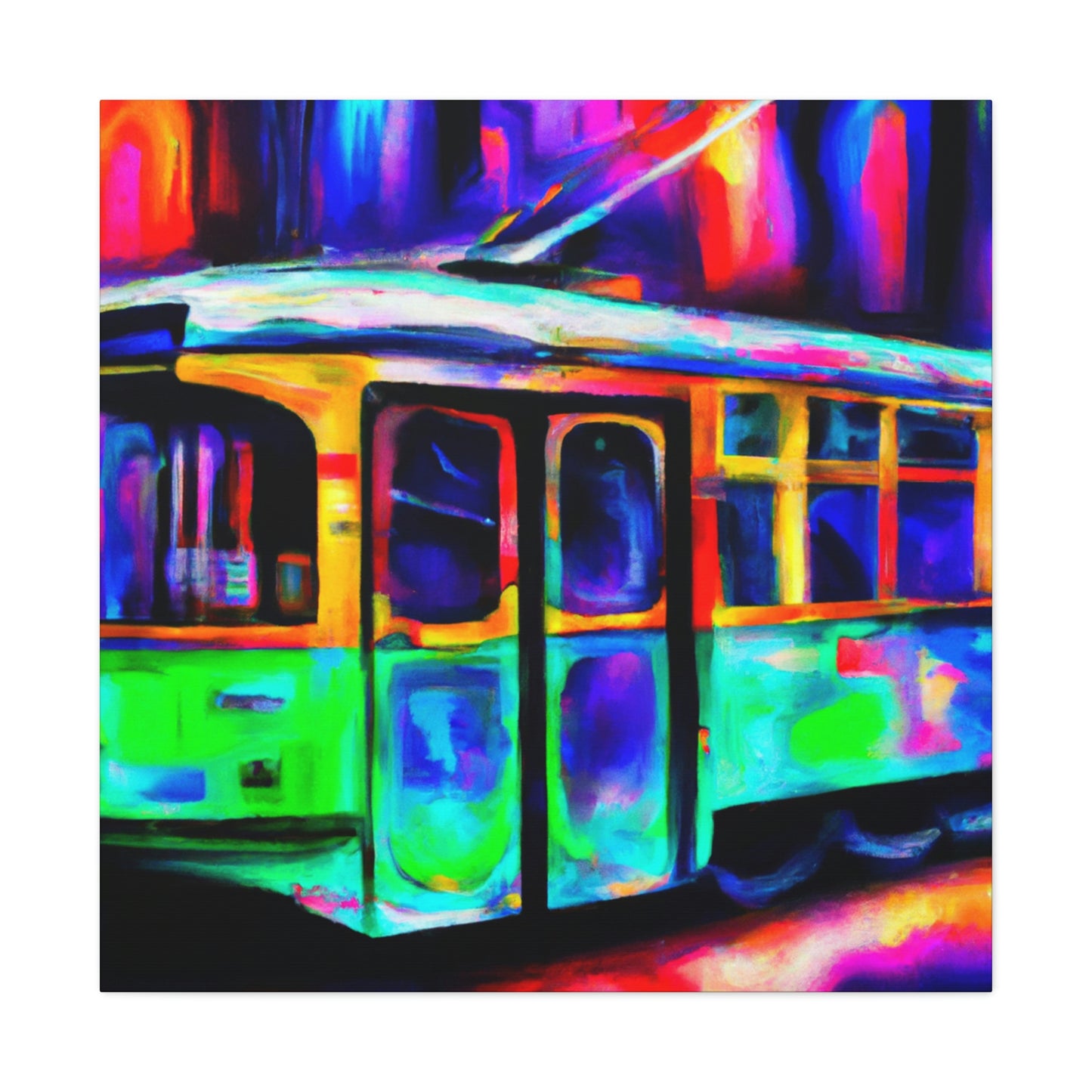 "Trams at Sunset Glowing" - Canvas