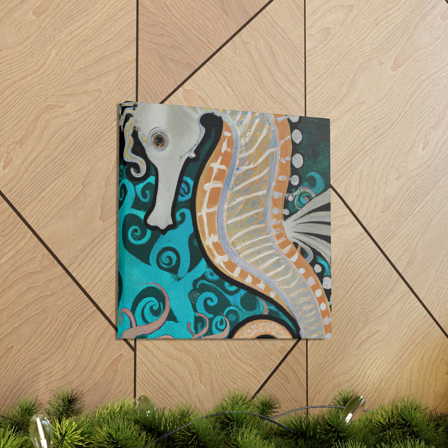 "Seahorse Art Deco Dream" - Canvas