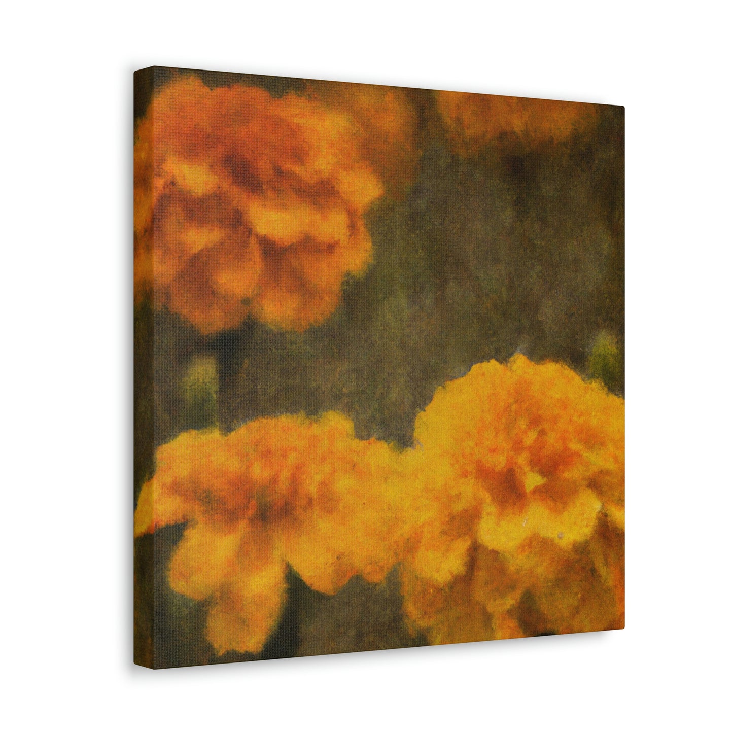 "Marigolds in Digital Embrace" - Canvas