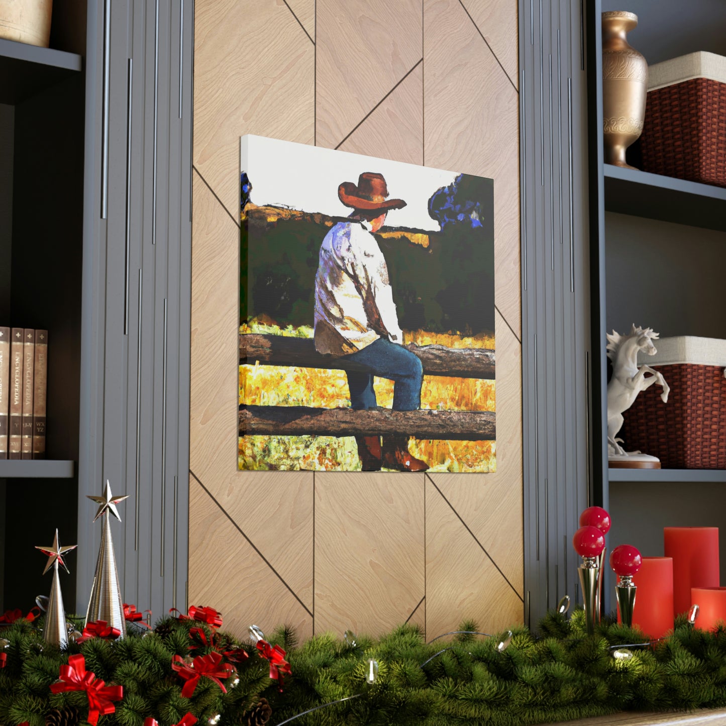 Cowboy on the Fence - Canvas