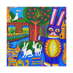 Rabbit in Meadowswept Landscape - Canvas