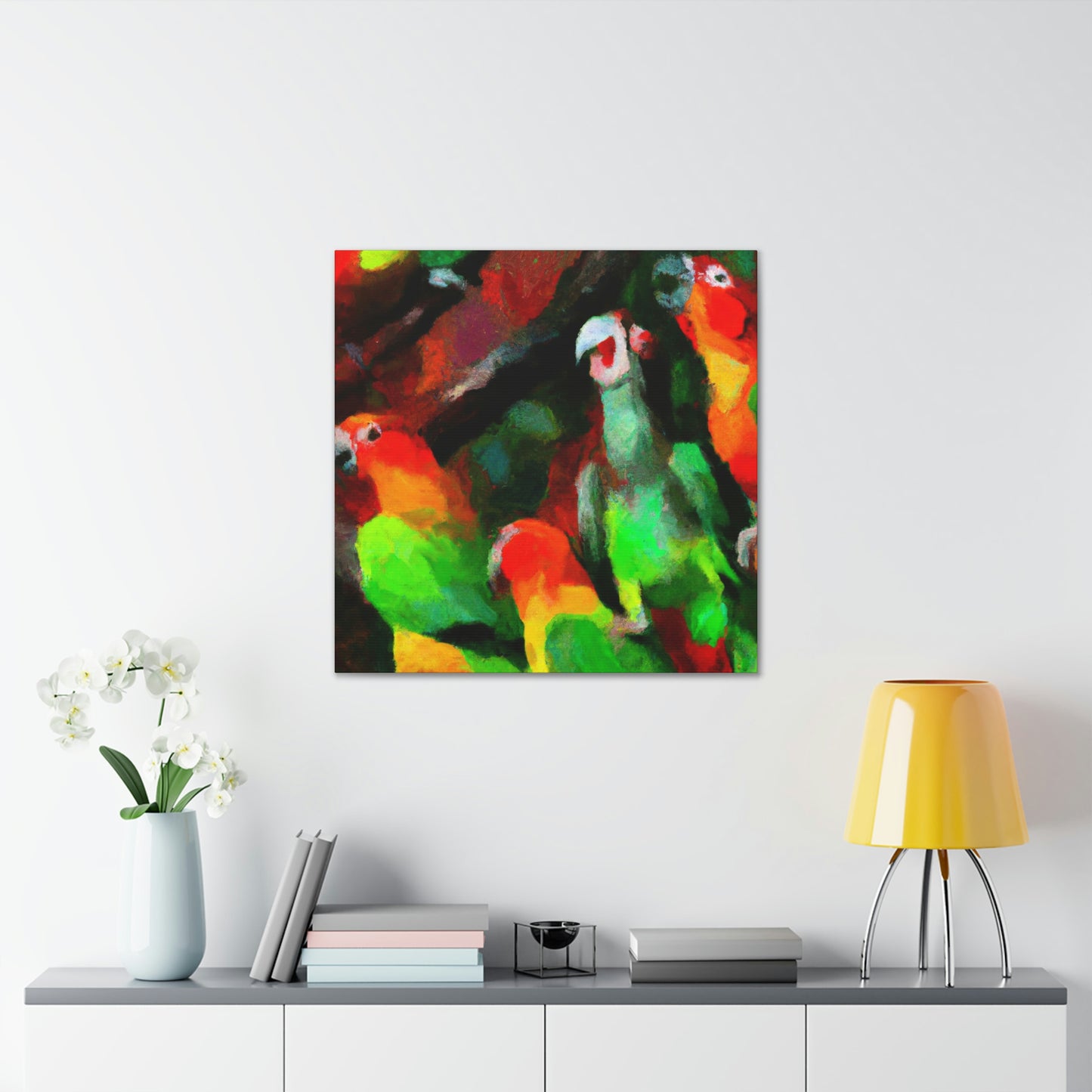 "Parrots of Senegalese Sky" - Canvas