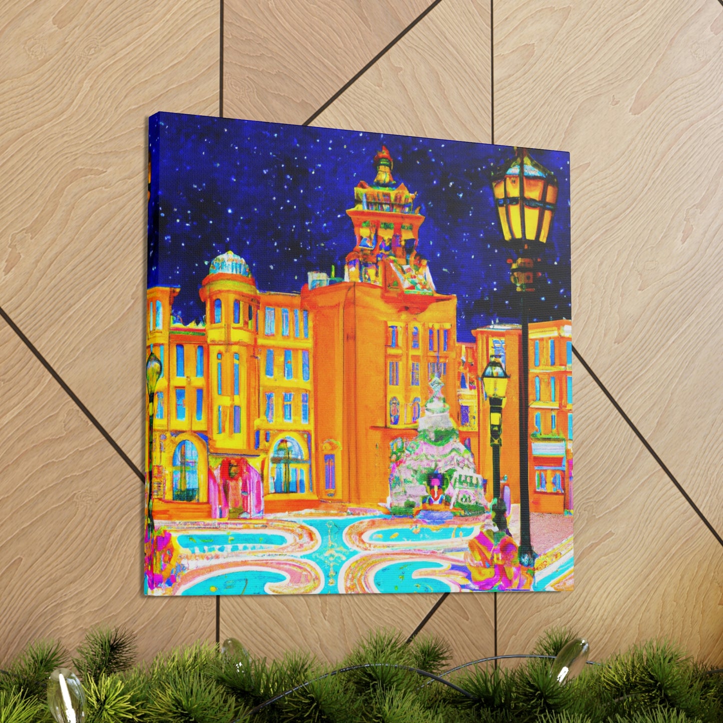 City Square in Moonlight - Canvas