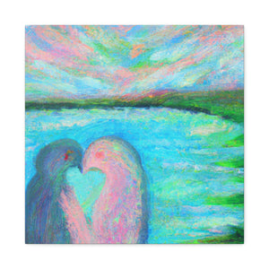 Lovebirds in Embrace - Canvas