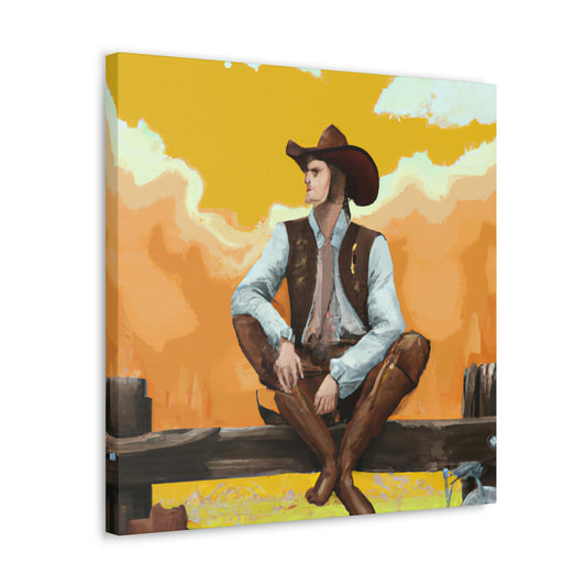 "Cowboy on a Fence" - Canvas