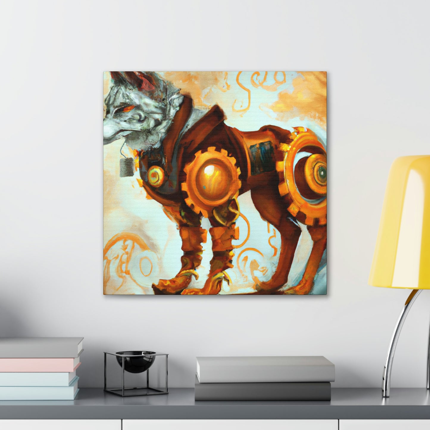 "Wolf in Steam Gears" - Canvas