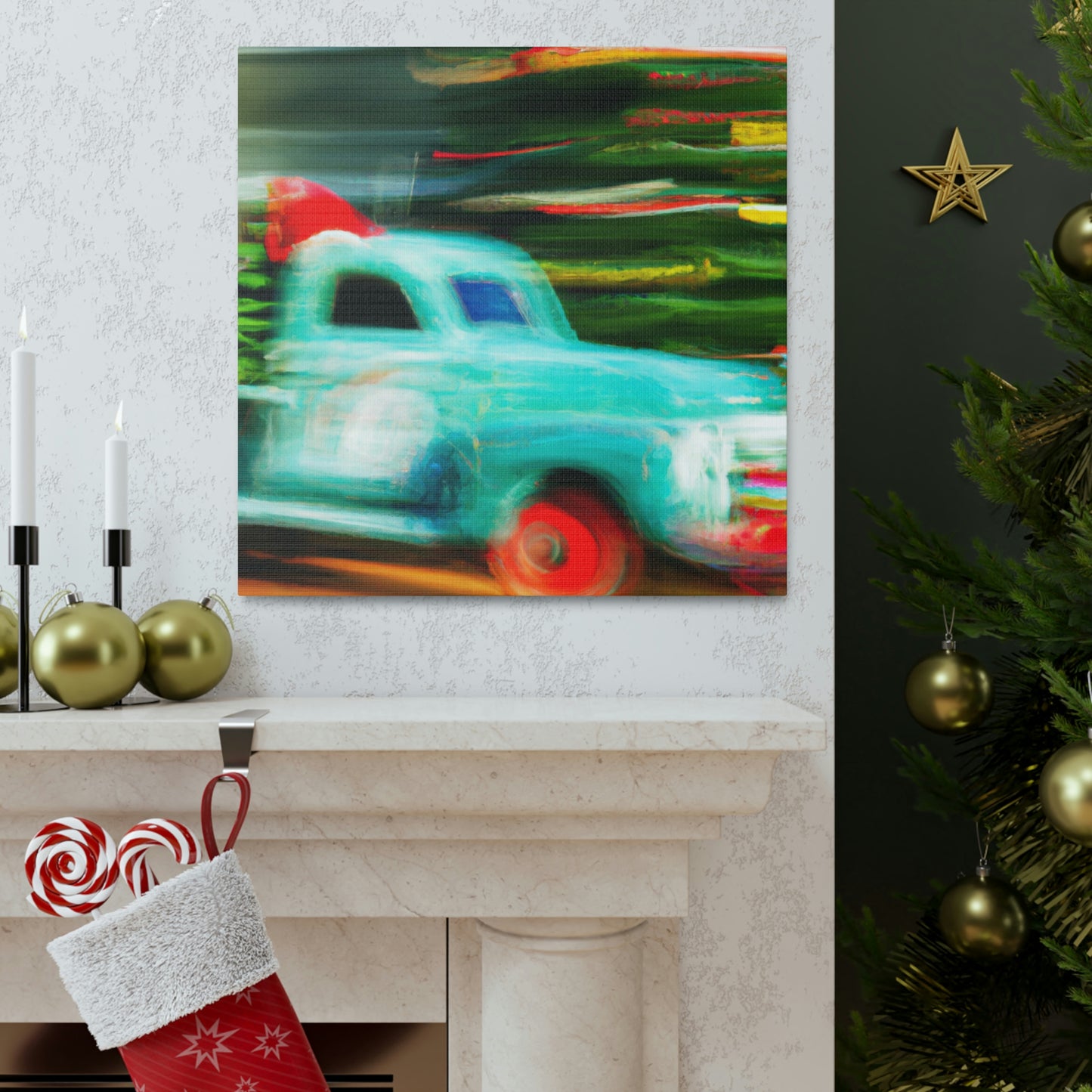 "Vintage Christmas Delivery Truck" - Canvas