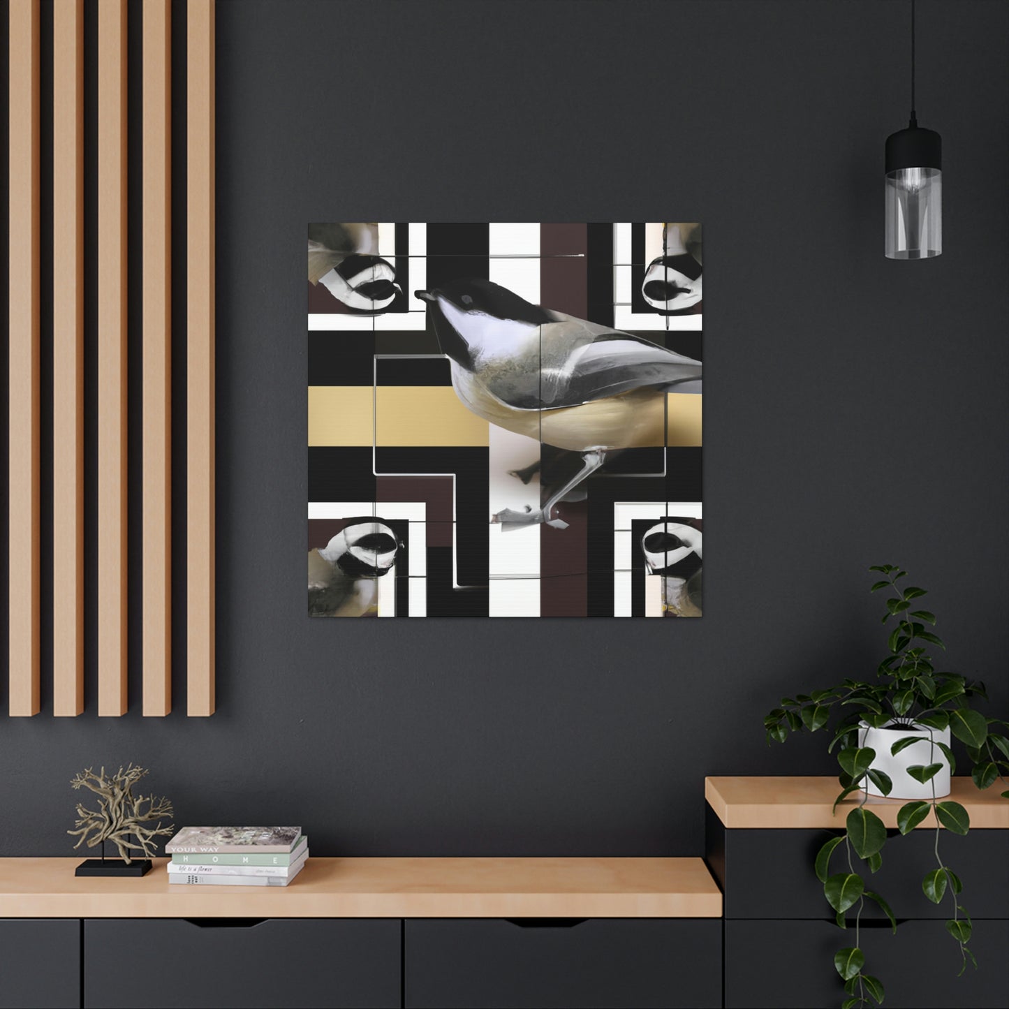 "Chickadee in Deco Style" - Canvas