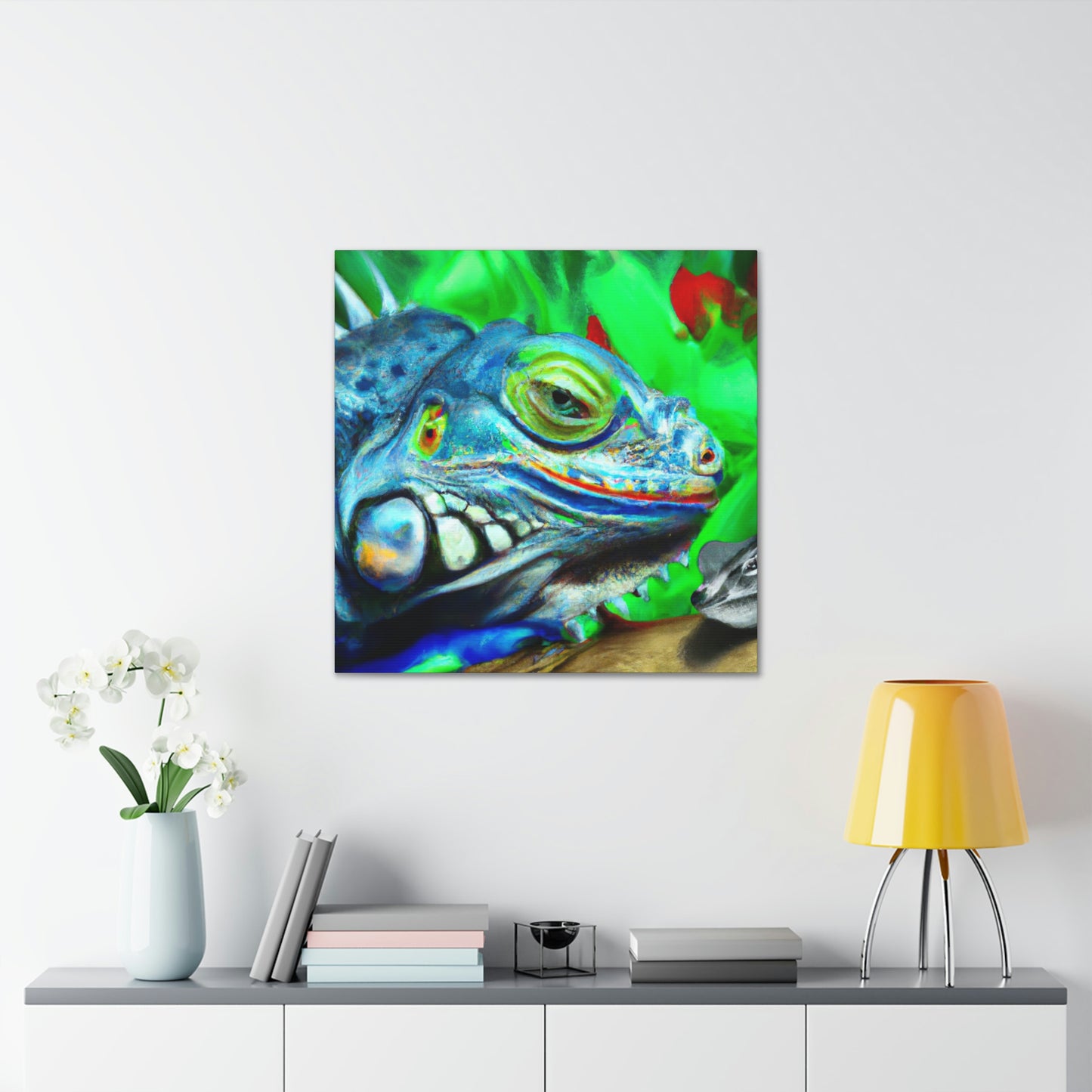 "Green Iguana Dreamscape" - Canvas