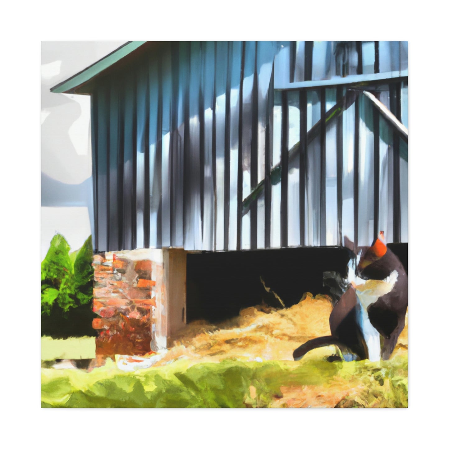 "Barn Cat Slumbering Peacefully" - Canvas