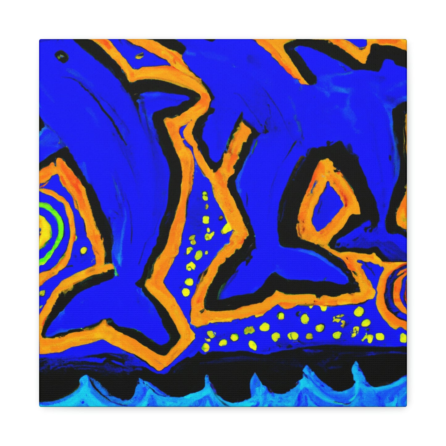 Dolphins in Abstract Forms - Canvas