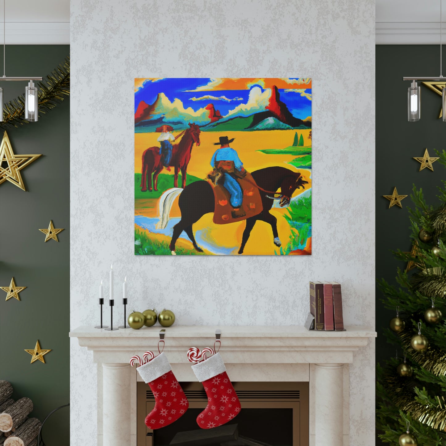 Grazing Horses Sunset - Canvas