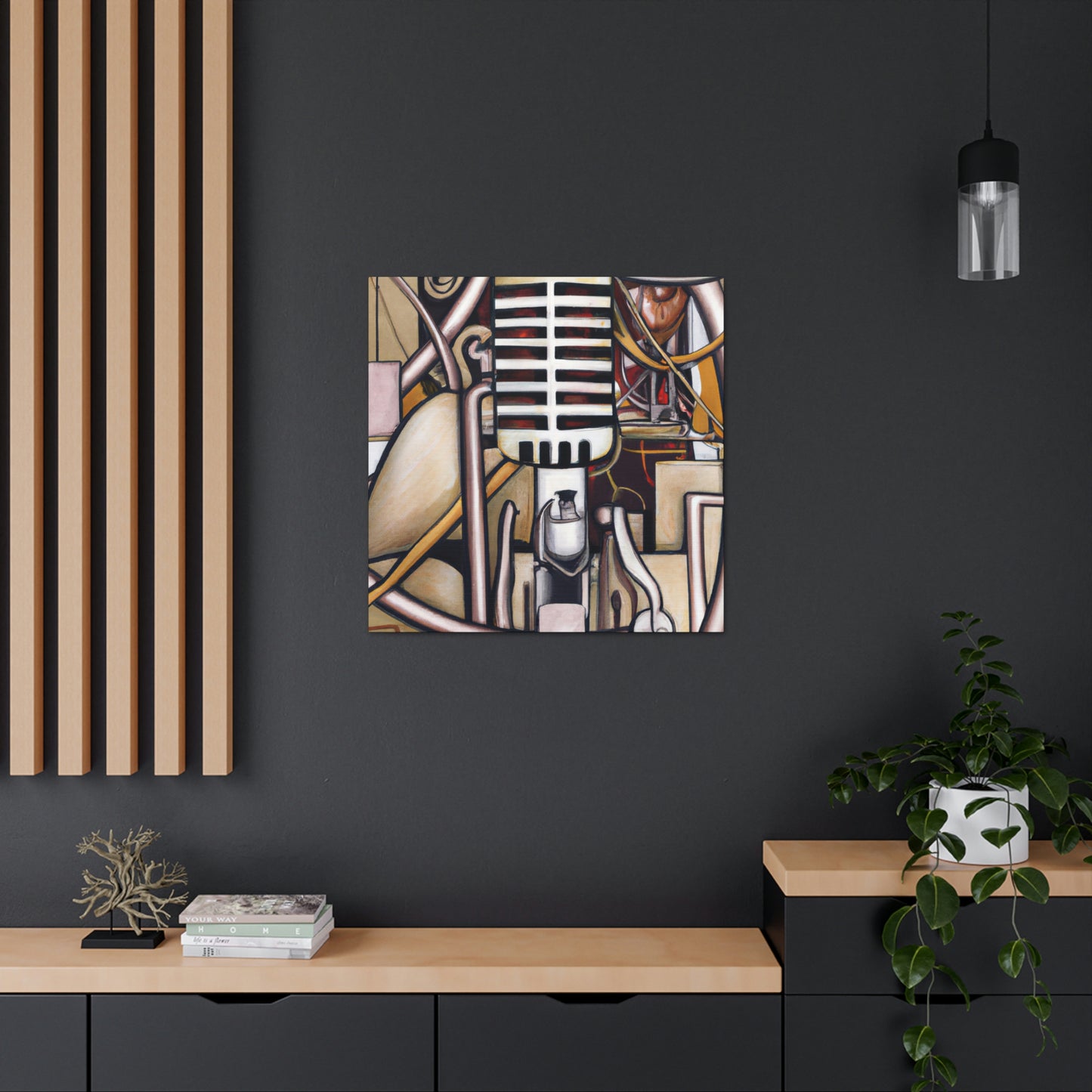 "Microphone in Moonlight" - Canvas