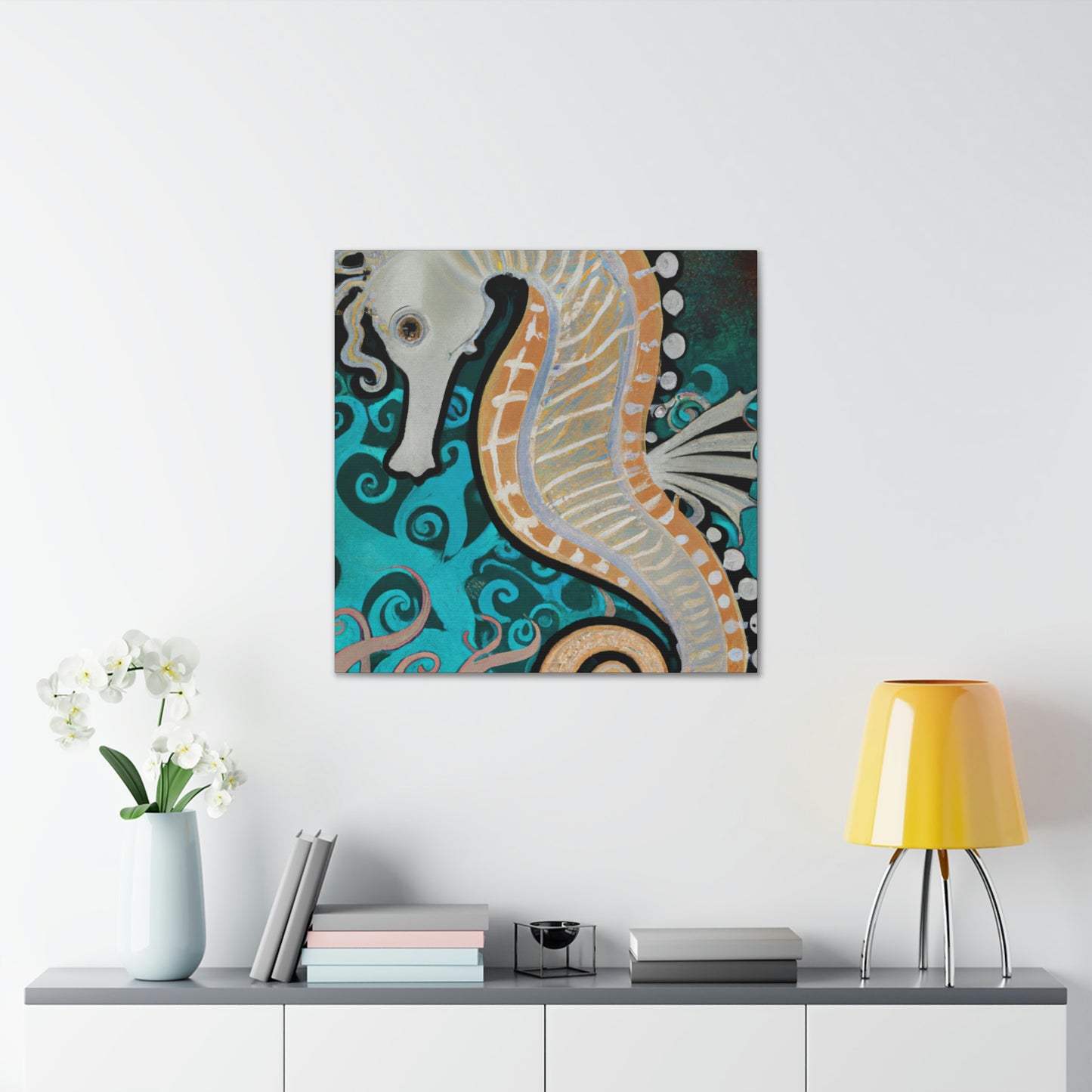 "Seahorse Art Deco Dream" - Canvas