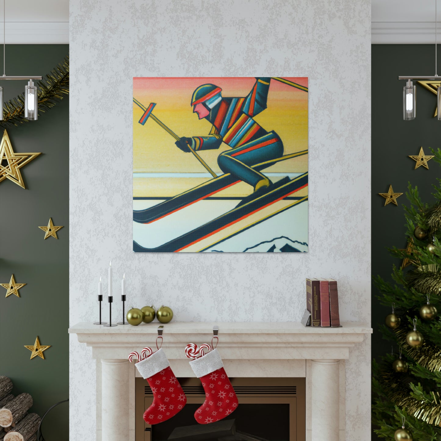 Snowy Art Deco Slopes - Canvas