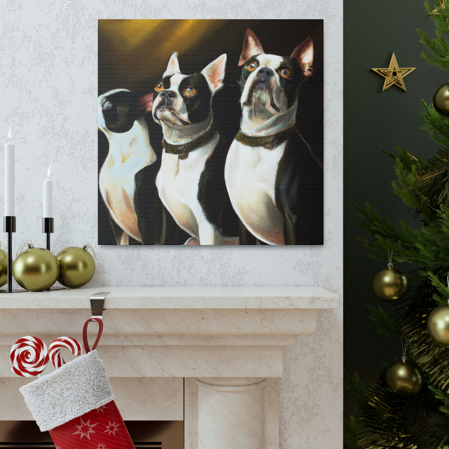 "Boston Terrier Elegance". - Canvas