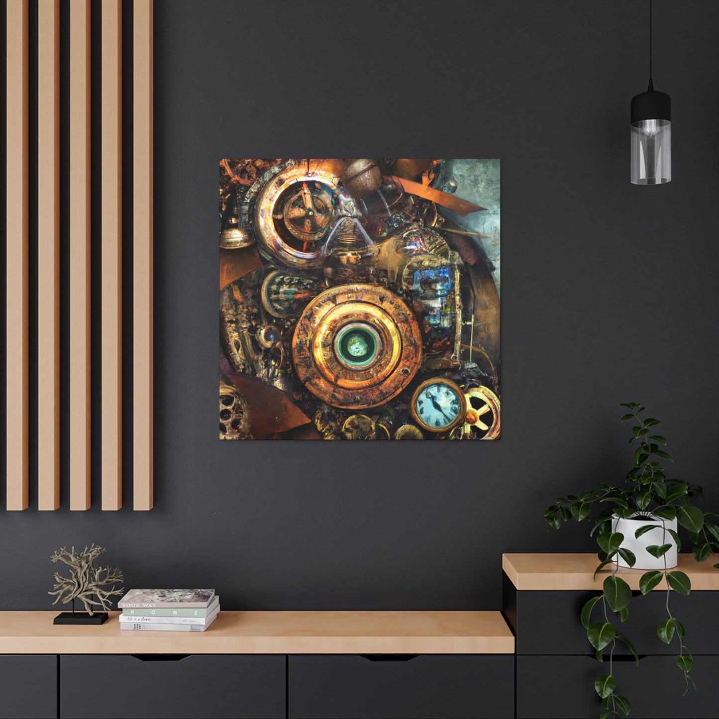 "Clockwork Obsidian Dream" - Canvas