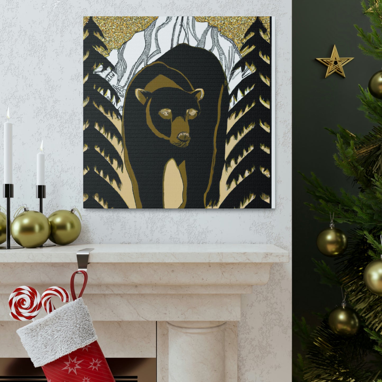 Dancing Art Deco Bear - Canvas