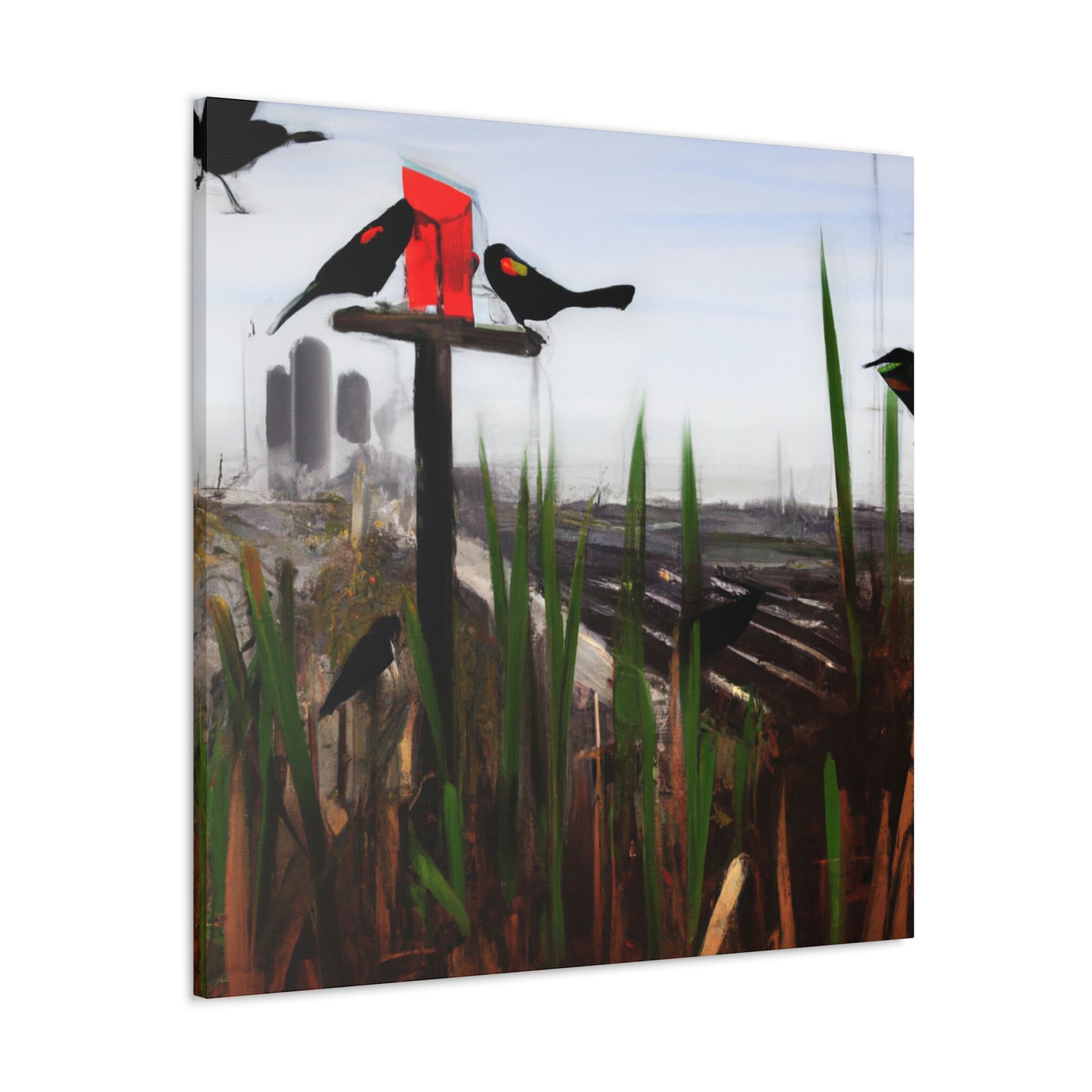 "Red-Winged Art Deco" - Canvas