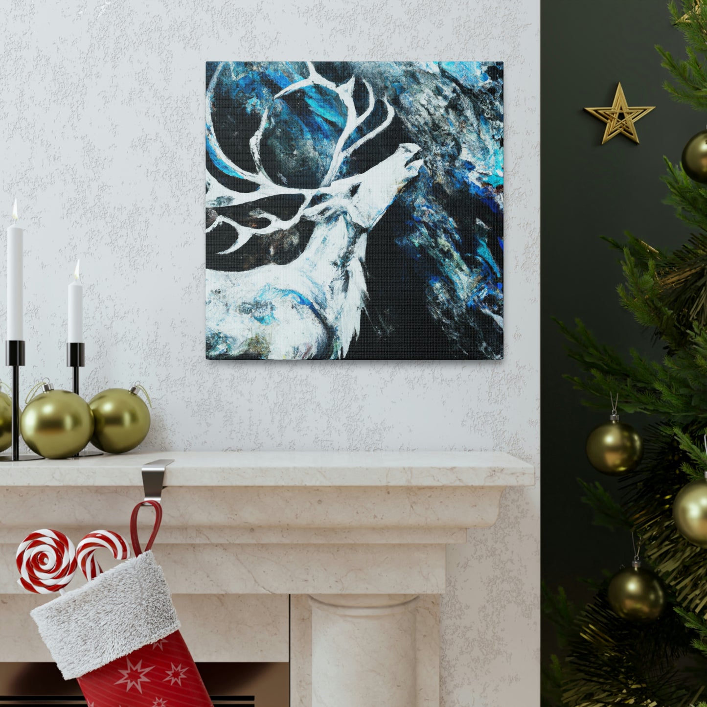 "Reindeer Abstract Expression" - Canvas