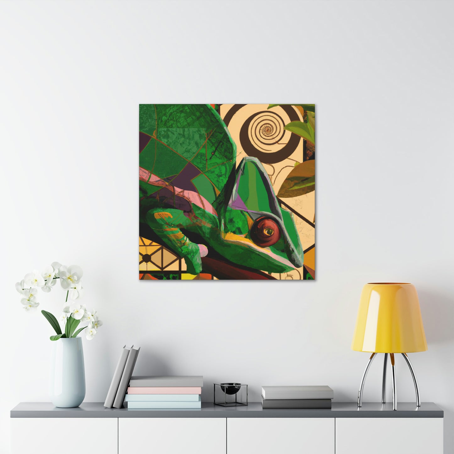 Muted Chameleon Embrace - Canvas