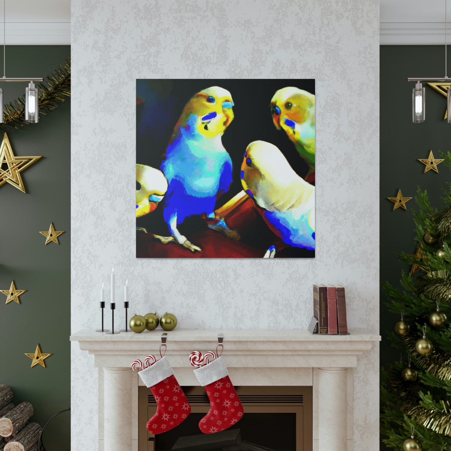 Parakeets in Deco - Canvas