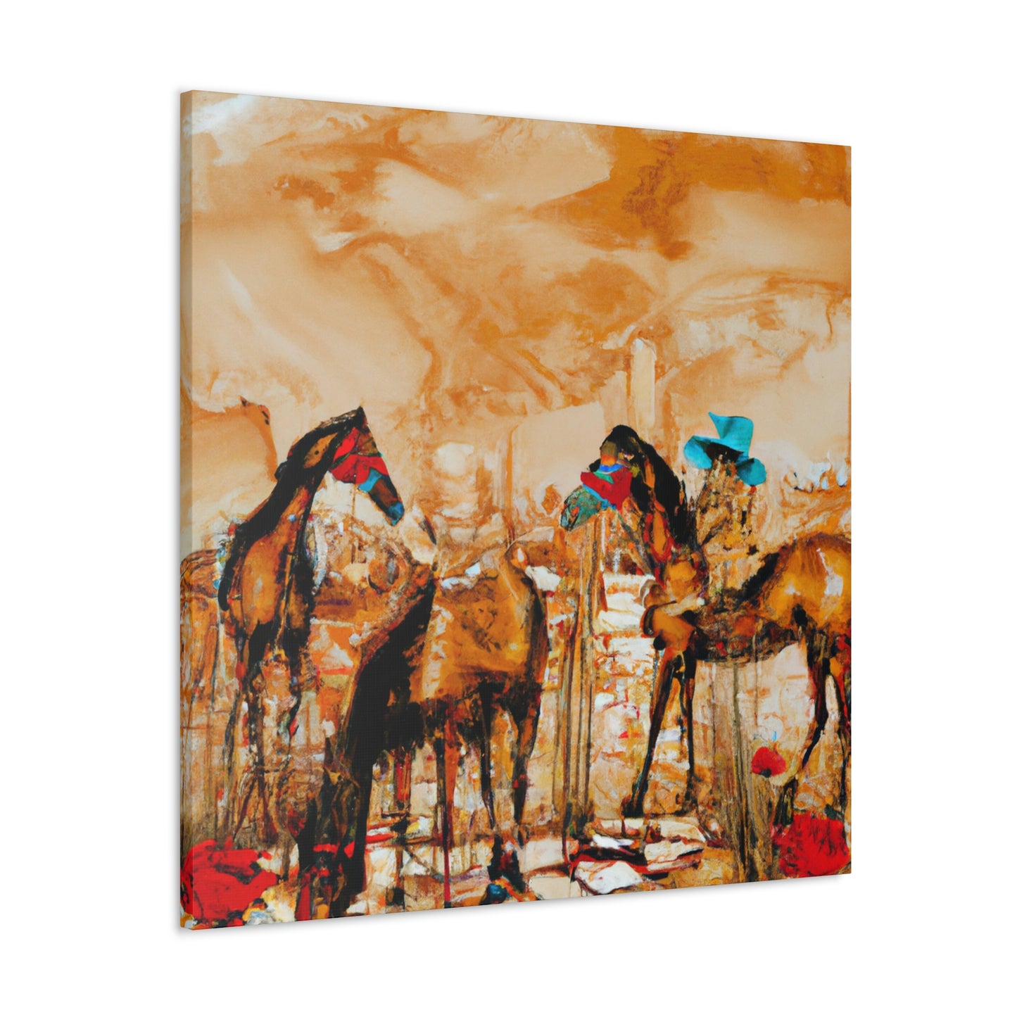 "Horses Grazing Horizon" - Canvas