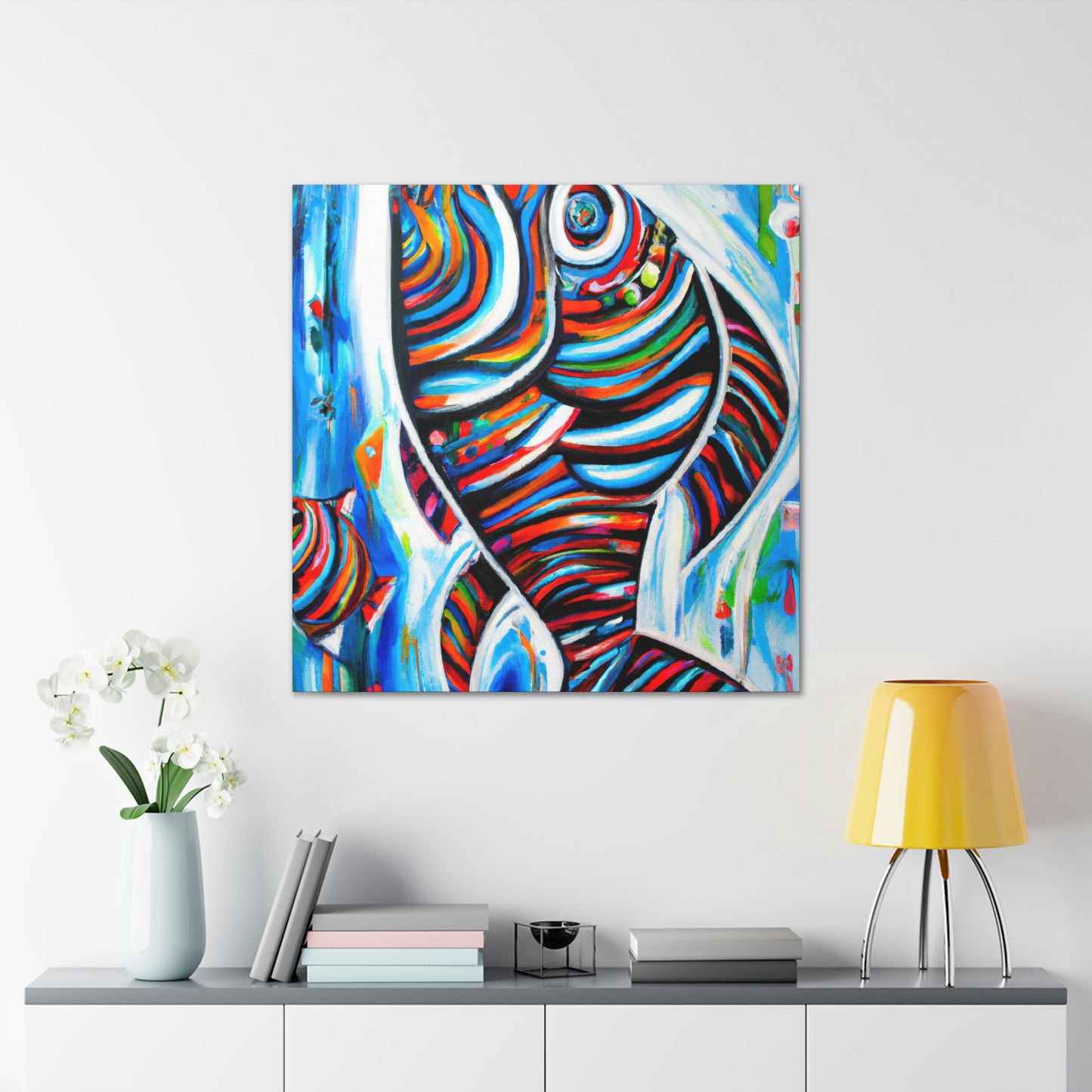 "Fish in Swirling Colors" - Canvas