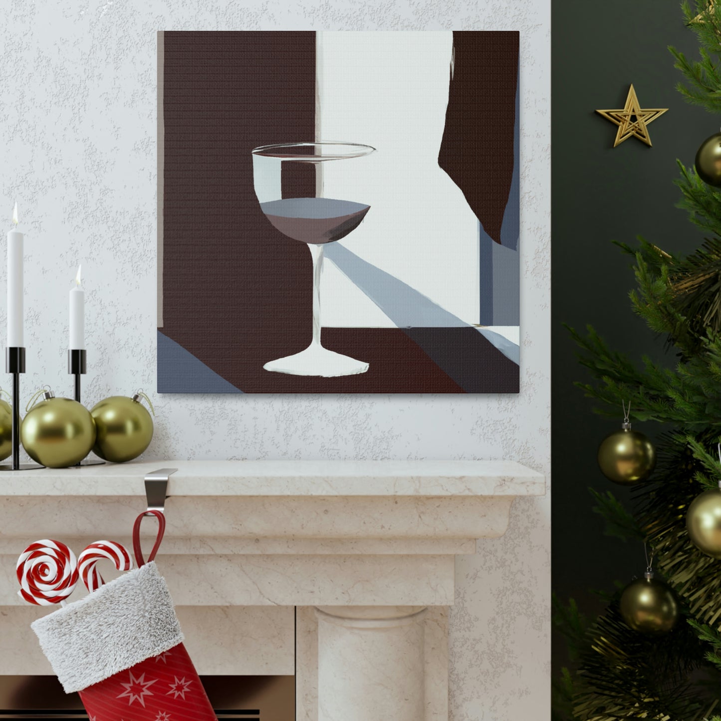 "Vintage Wine Glass Glows" - Canvas