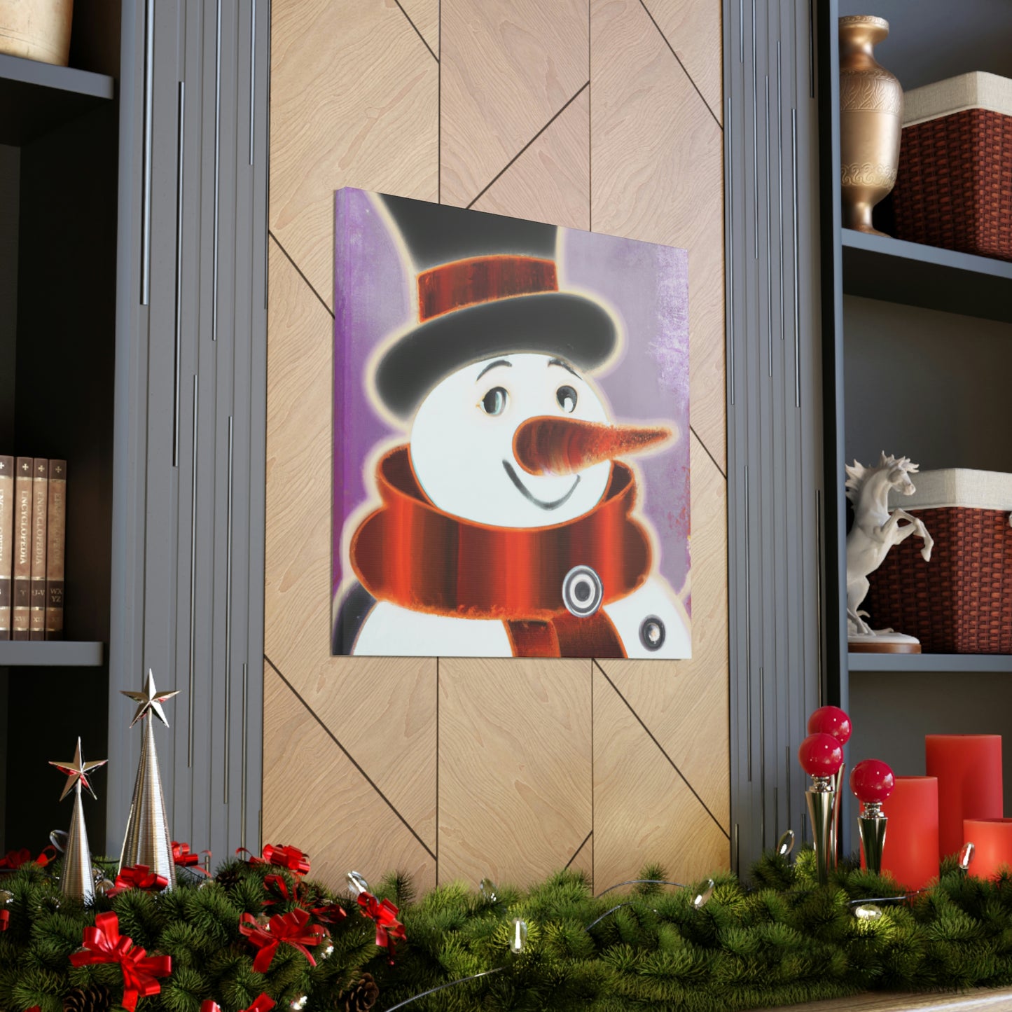 "Snowman's Art Deco Aura" - Canvas