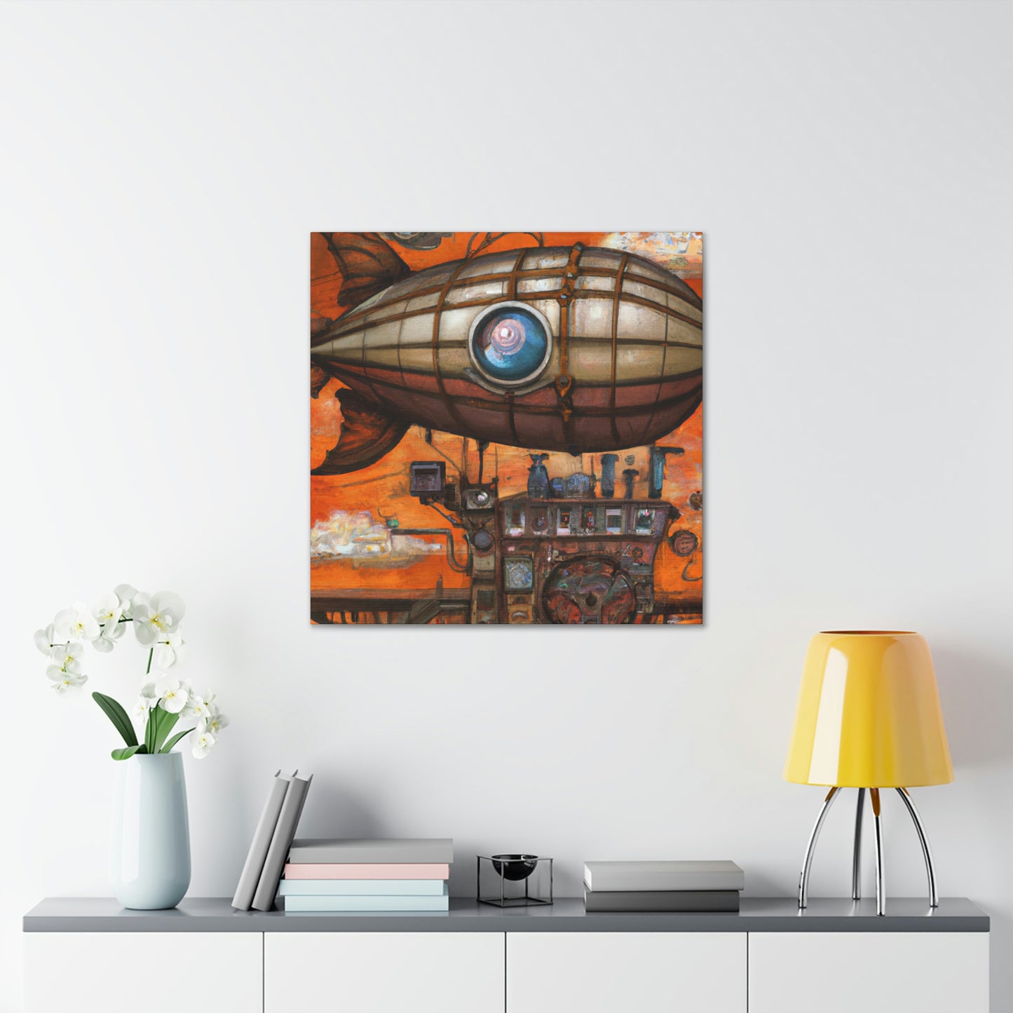 "Steampunk Blimp Descends" - Canvas